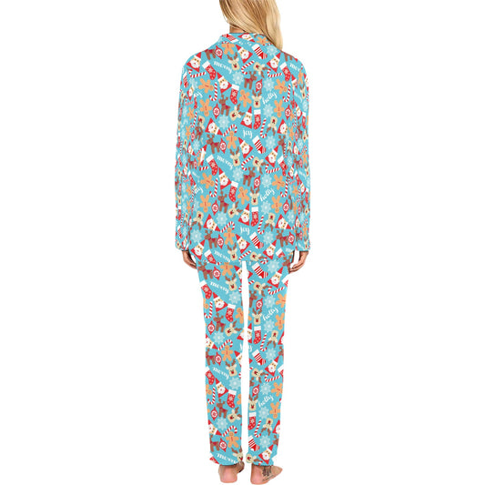 Santa Christmas Themed Print Design LKS306 Women's Long Pajama Set