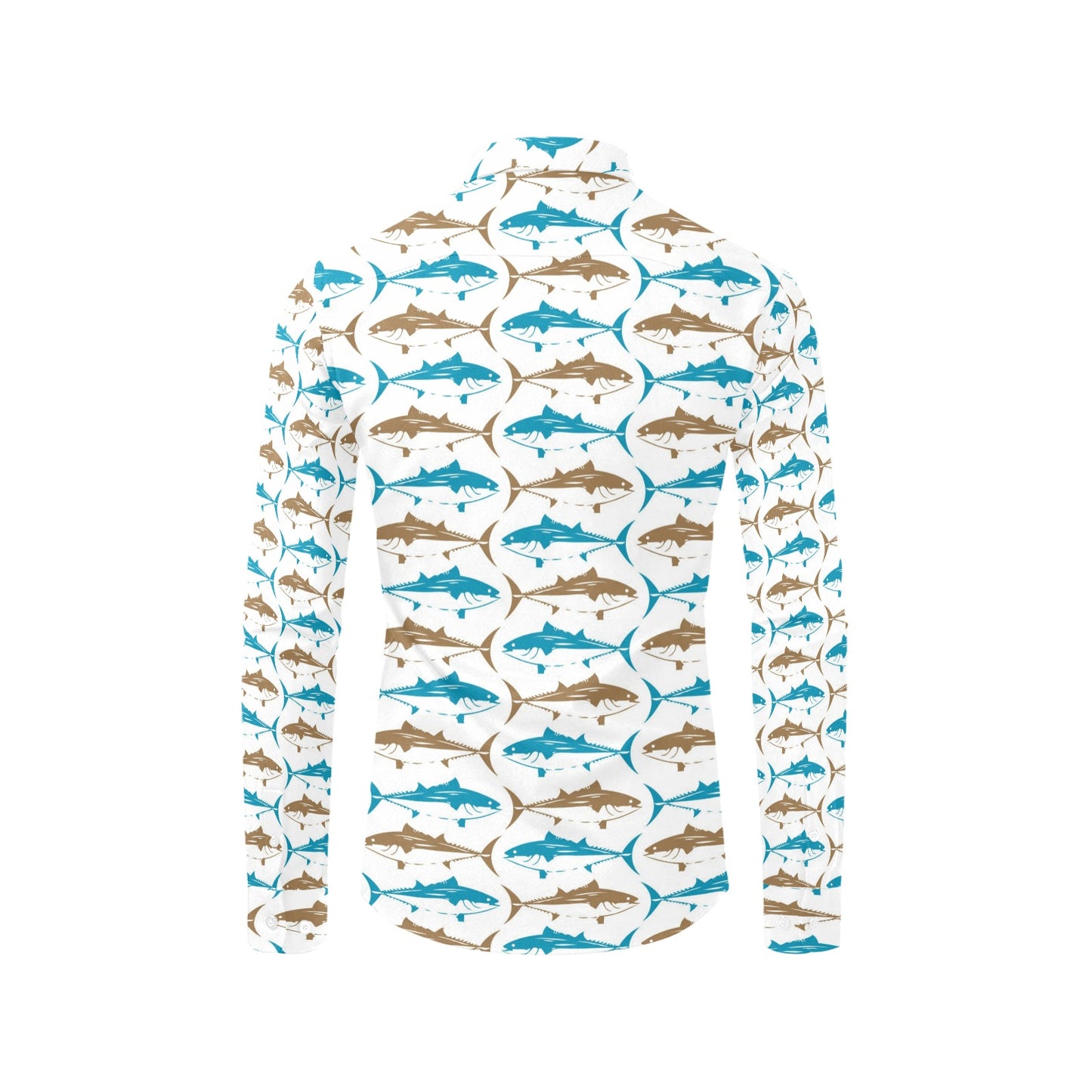 Tuna Fish Print Design LKS301 Men's Long Sleeve Dress Shirt