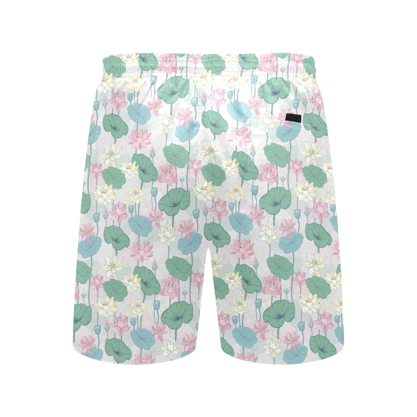Water Lily Print Design LKS305 Men's Swim Trunks Beach Shorts