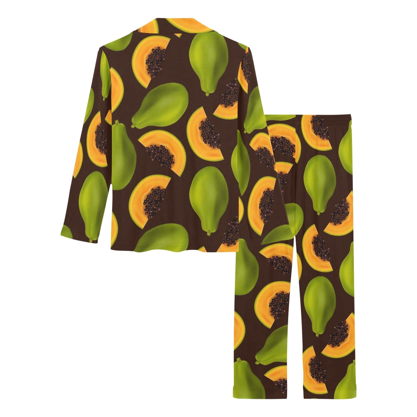Papaya Pattern Print Design PP04 Women's Long Pajama Set