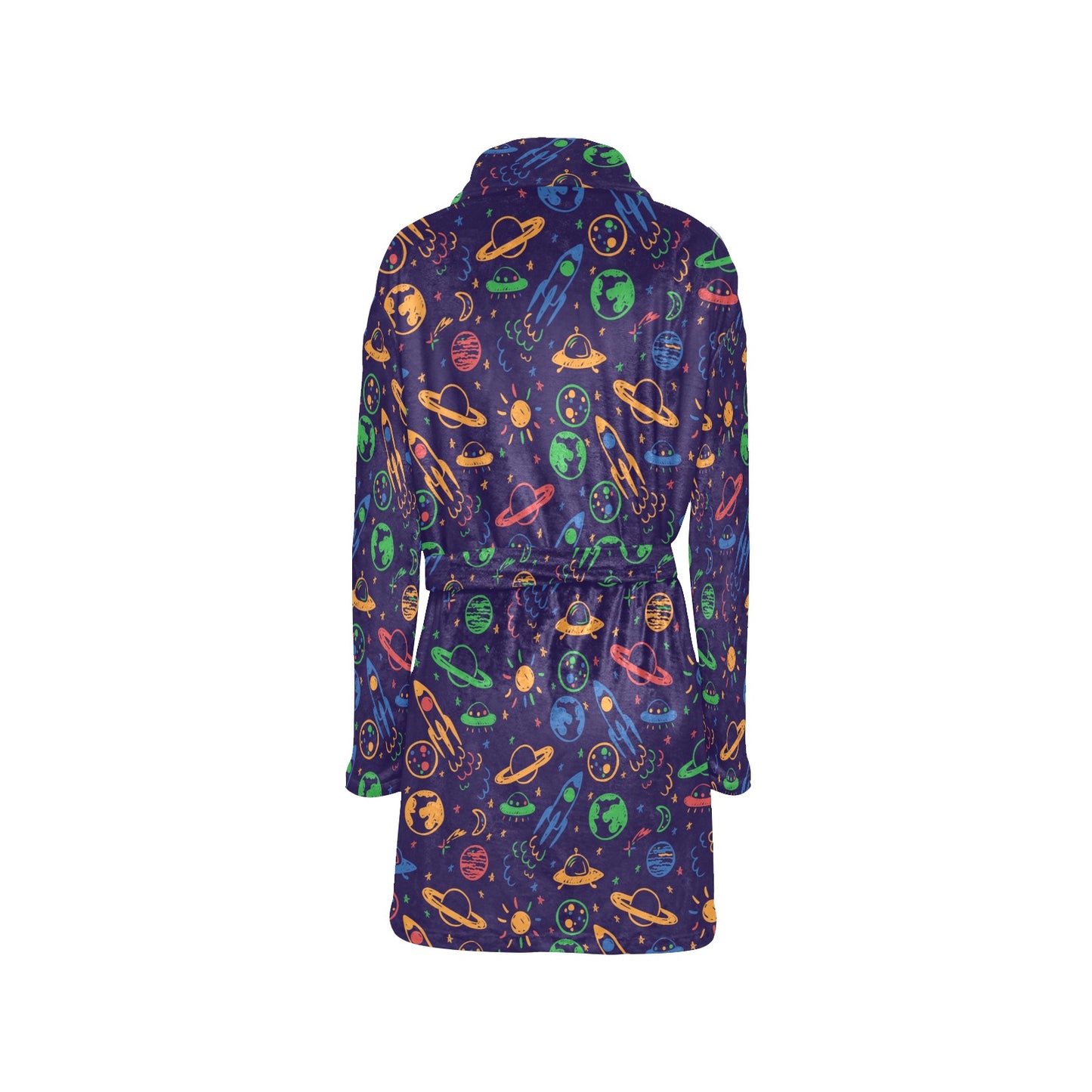 UFO Space Rocket Print Design LKS302 Women's Fleece Robe