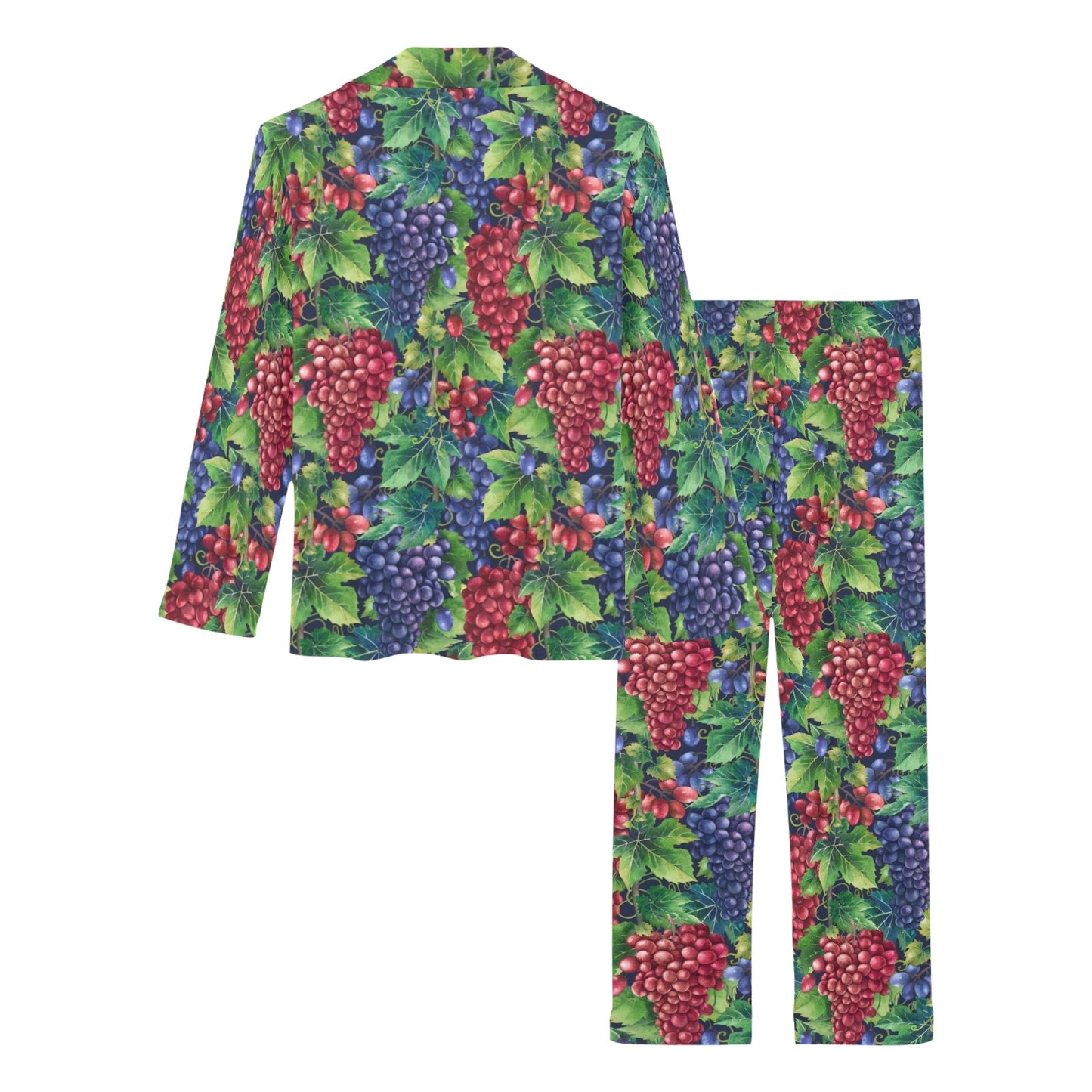 Grape Pattern Print Design GP02 Women's Long Pajama Set