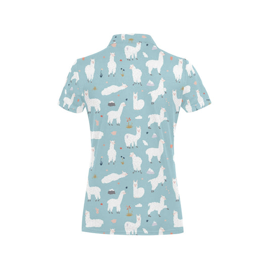 Alpaca Pattern Print Design 02 Women's Polo Shirt
