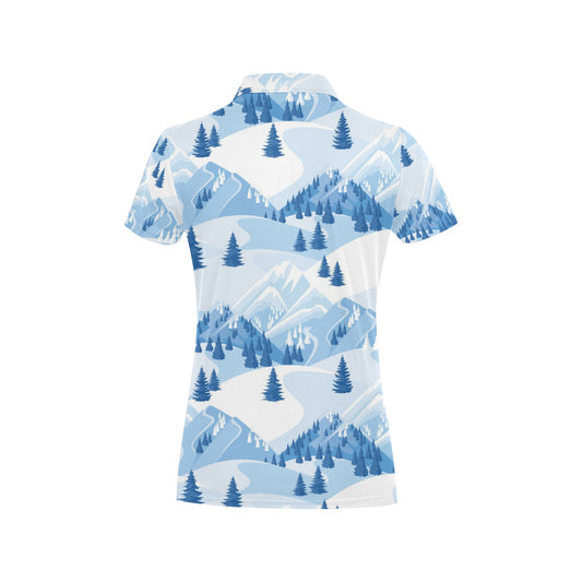 Mountain Pattern Print Design 03 Women's Polo Shirt