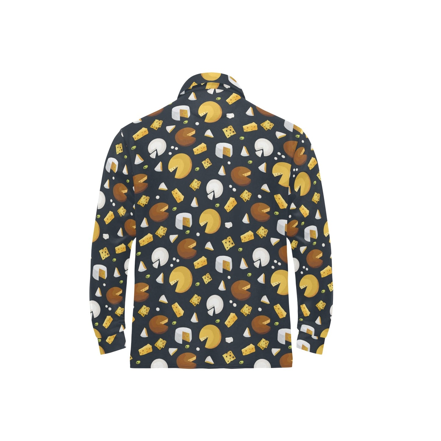 Cheese Pattern Print Design 03 Long Sleeve Polo Shirt For Men's