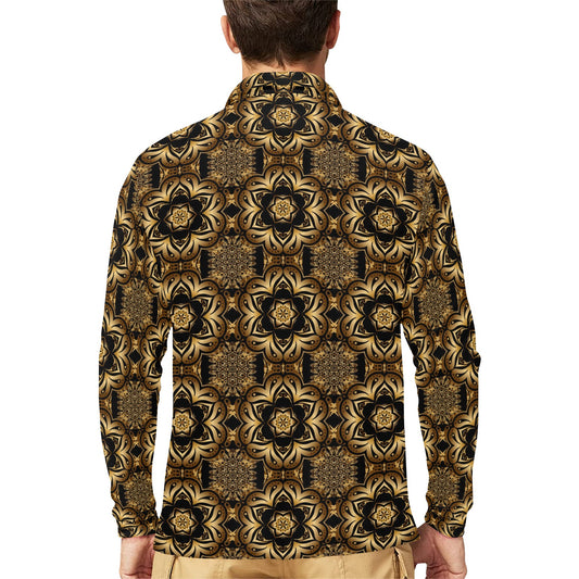 Celtic Pattern Print Design 07 Long Sleeve Polo Shirt For Men's
