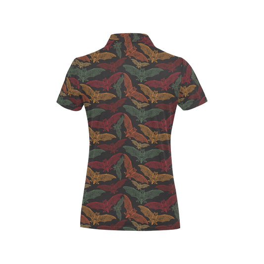 Bat Tribal Pattern Print Design 03 Women's Polo Shirt