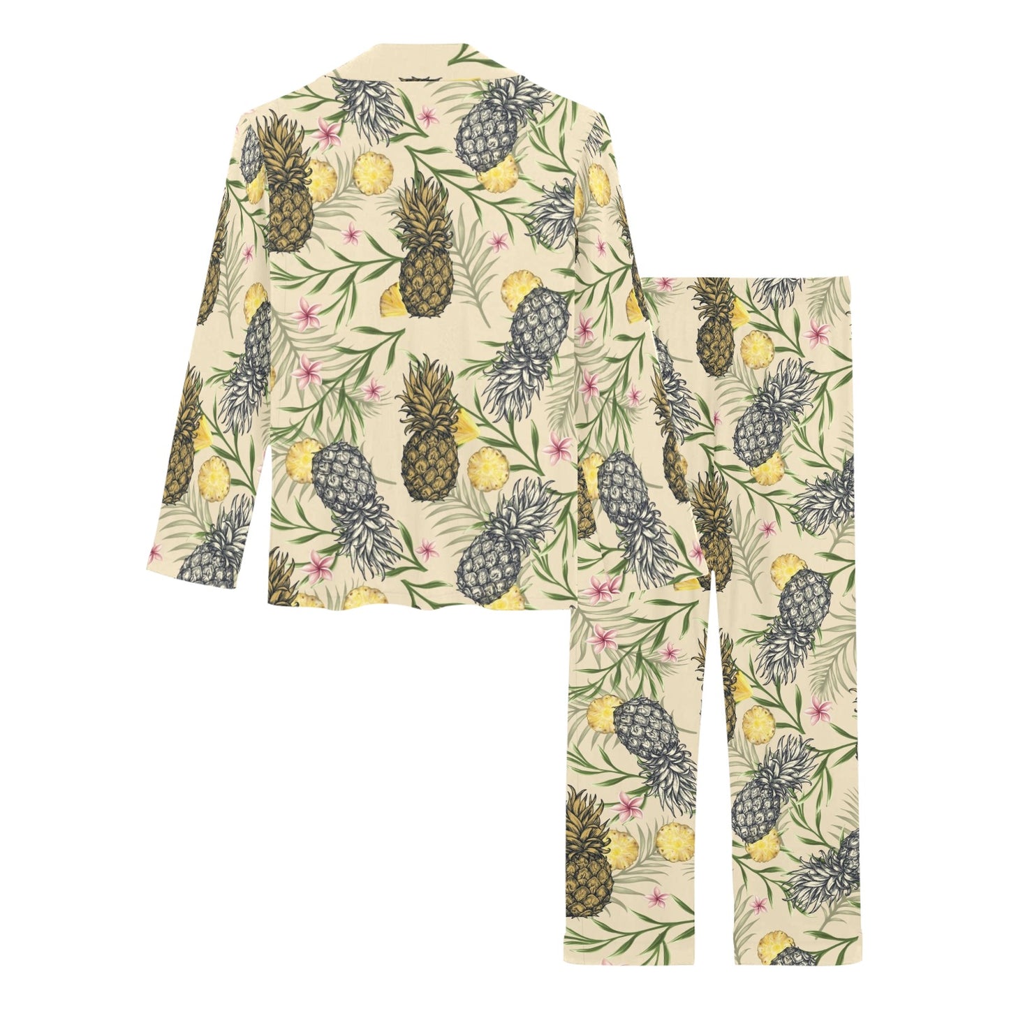 Pineapple Pattern Print Design PP012 Women's Long Pajama Set