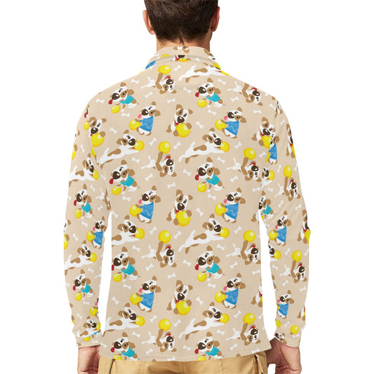 Russell Terriers Cute Print Design LKS304 Long Sleeve Polo Shirt For Men's