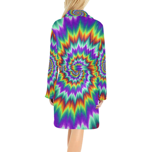 Optical illusion Pulsing fiery spirals Women's Fleece Robe