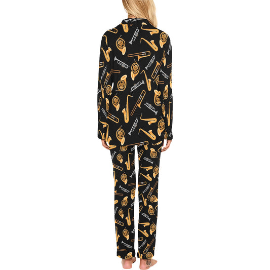 Saxophone Print Design LKS403 Women's Long Pajama Set