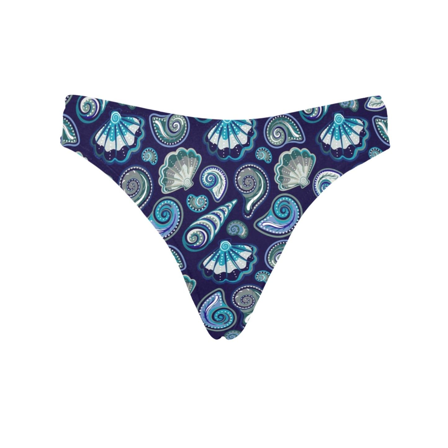 Beach Seashell Blue Print Women's Thongs