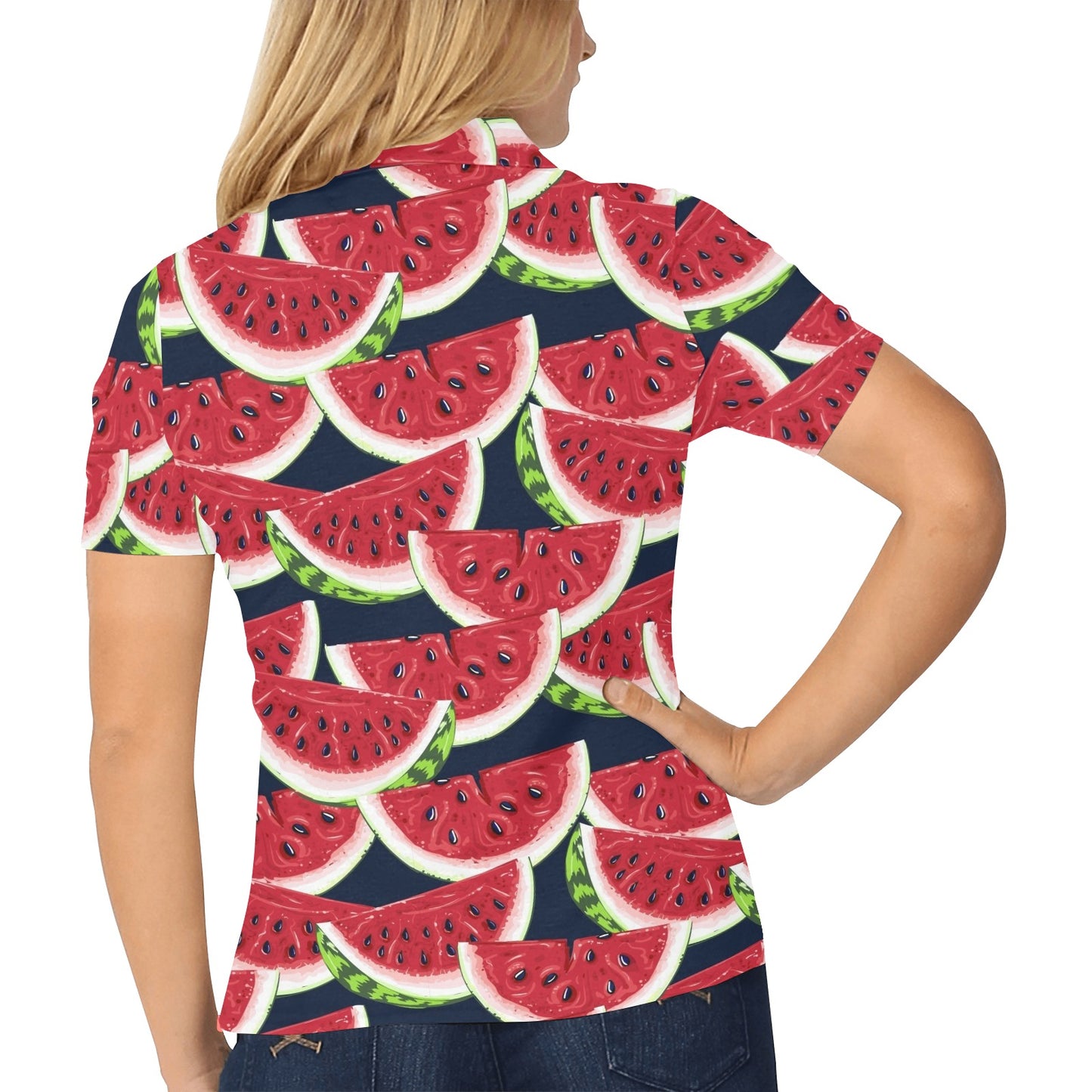 Watermelon Pattern Print Design WM011 Women's Polo Shirt