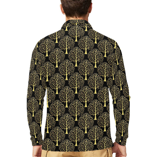 Tree Of Life Print Design LKS302 Long Sleeve Polo Shirt For Men's