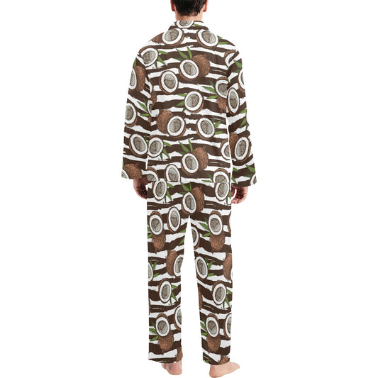 Coconut Pattern Print Design CN04 Men's Long Pajama Set