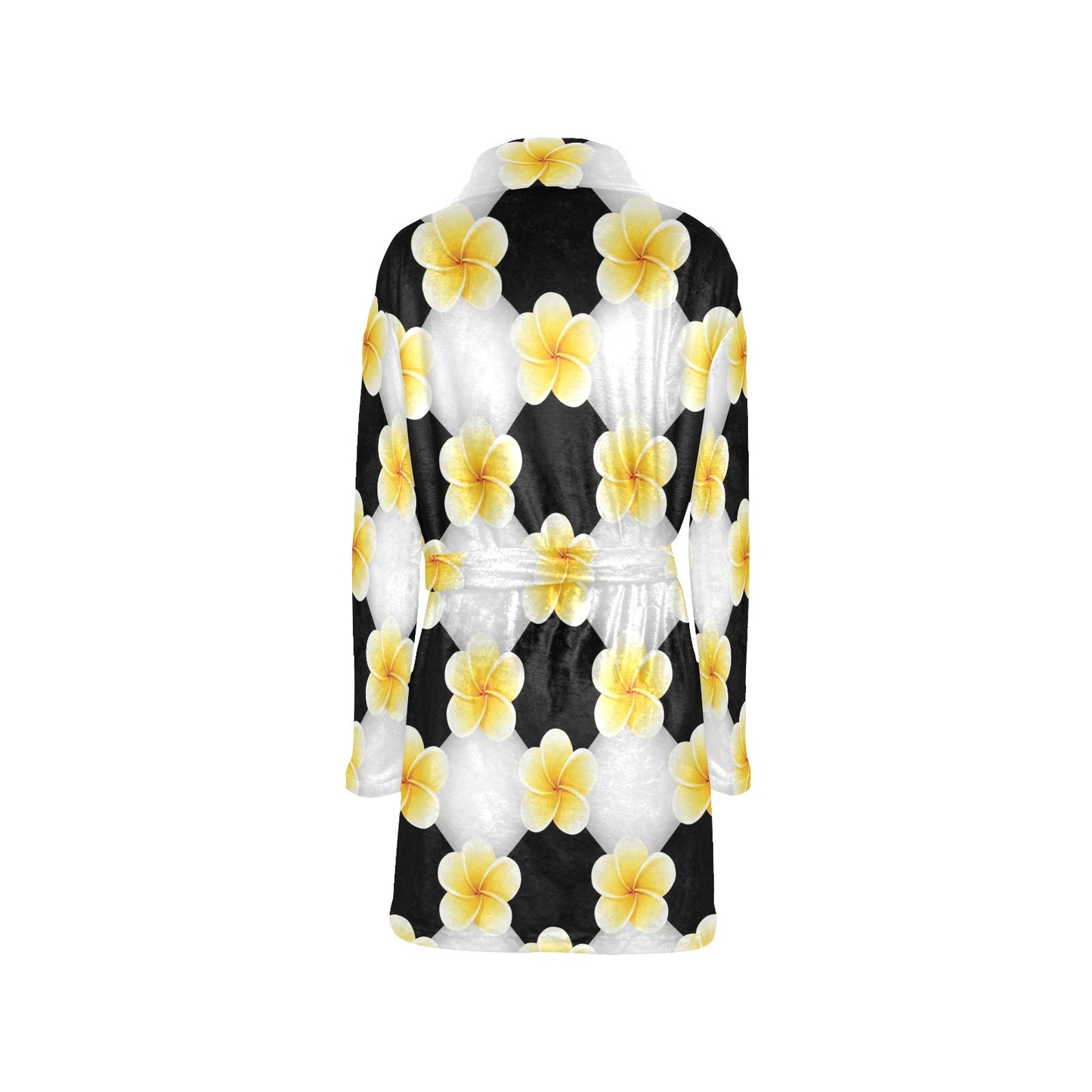 Plumeria Pattern Print Design A04 Women's Fleece Robe