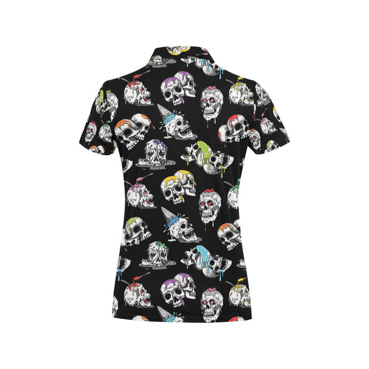 Skull Print Design LKS3013 Women's Polo Shirt