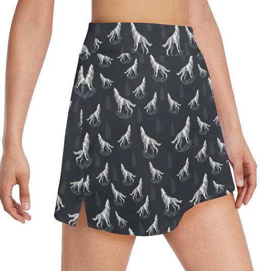 Wolf Print Design LKS303 17" Golf & Pickleball Skort with Pockets