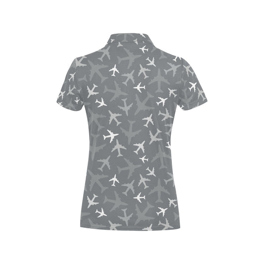 Airplane Pattern Print Design 02 Women's Polo Shirt