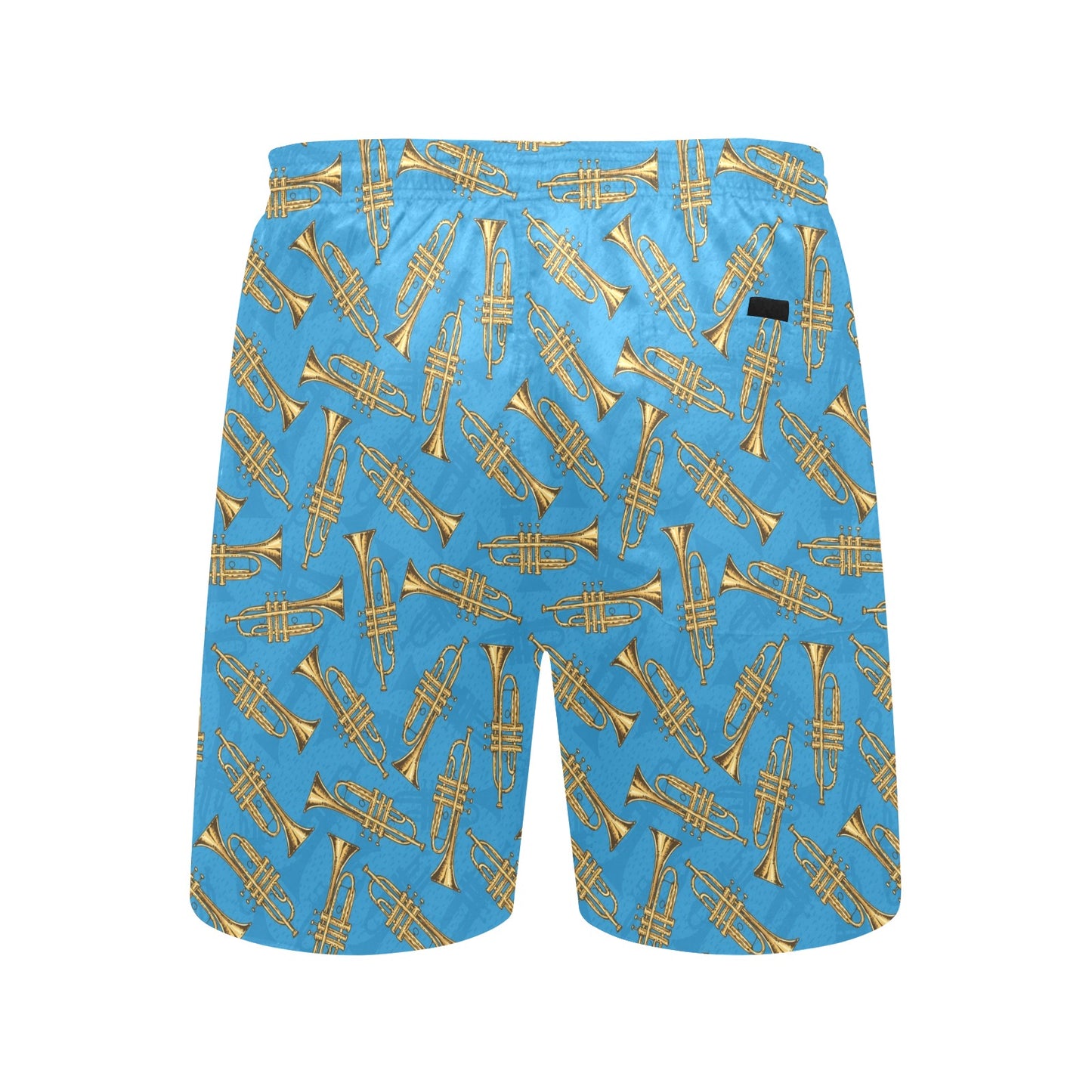 Trumpet Golden Pattern Themed Print Men's Swim Trunks Beach Shorts