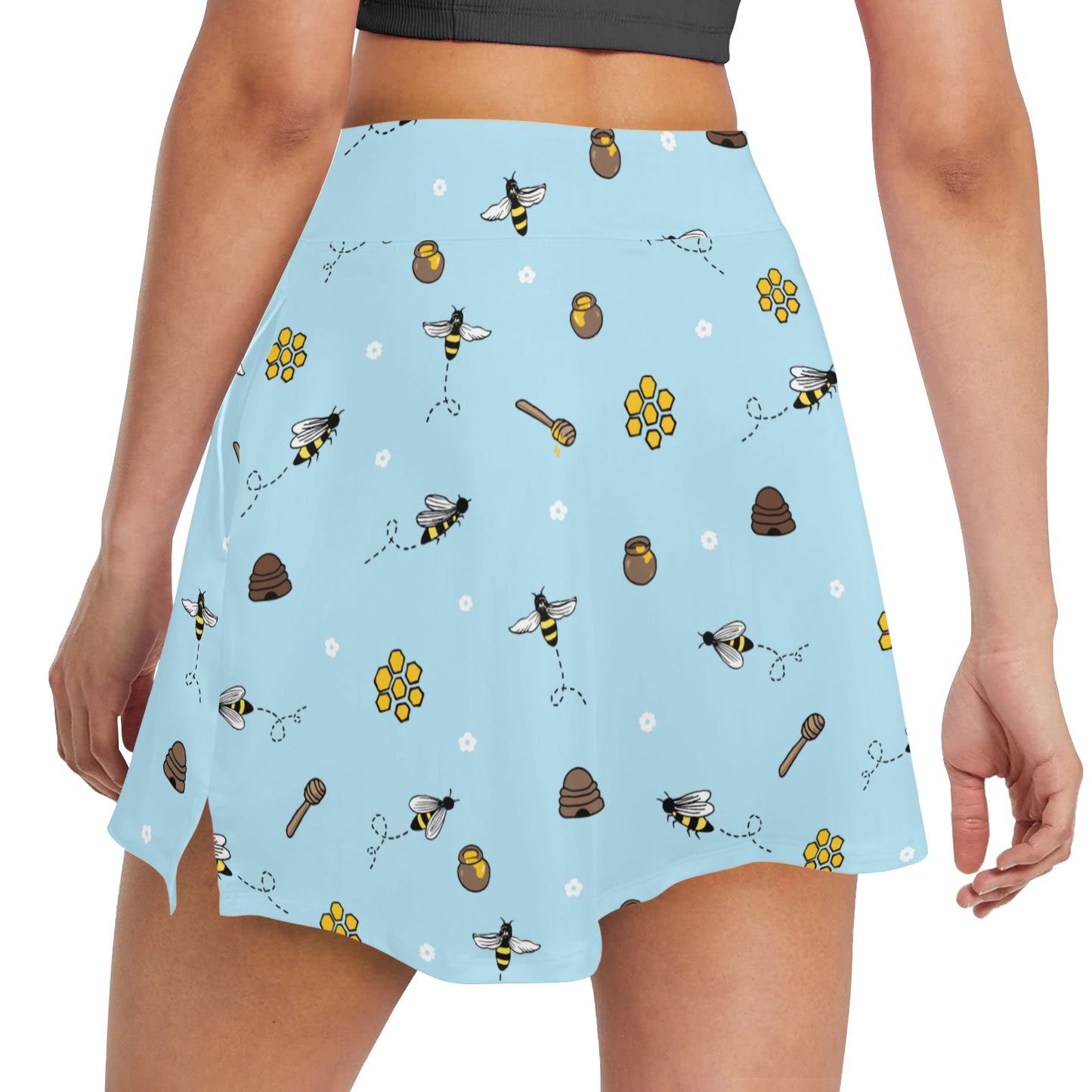 Honey Bee Print Design LKS307 Women's Golf Skirt with Pocket