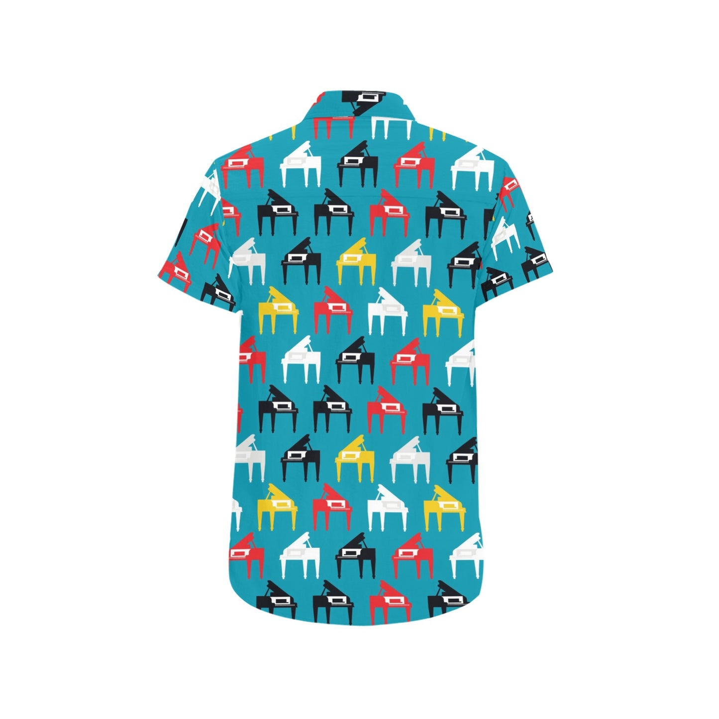 Piano Print Design LKS403 Men Short Sleeve Button Up Shirt