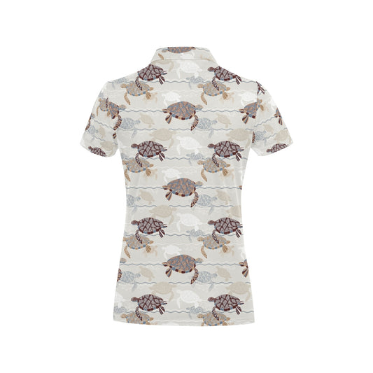 Sea Turtle Pattern Print Design T07 Women's Polo Shirt