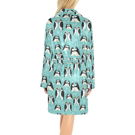 Penguin Love Print Women's Fleece Robe