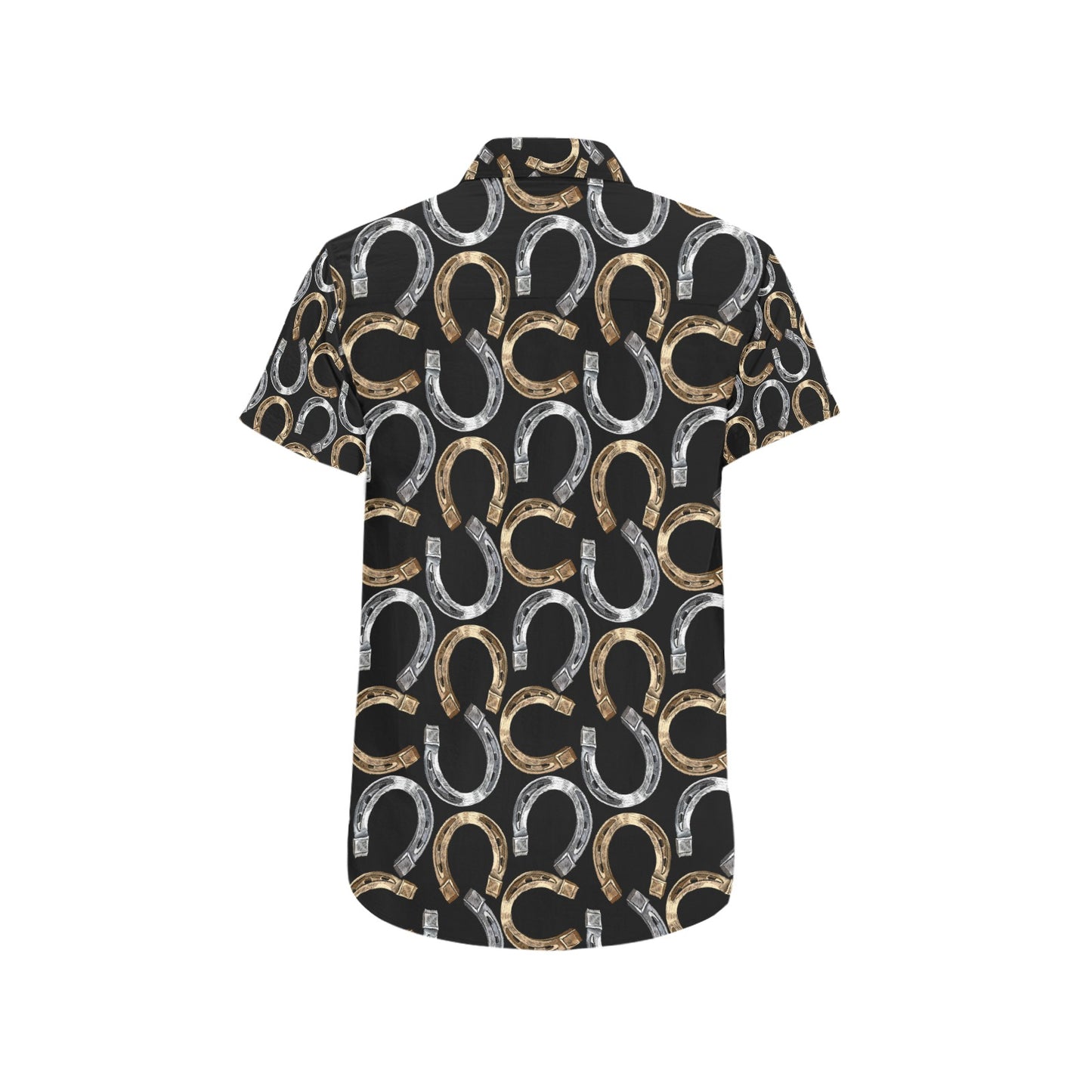 Horseshoe Print Design LKS305 Men Short Sleeve Button Up Shirt