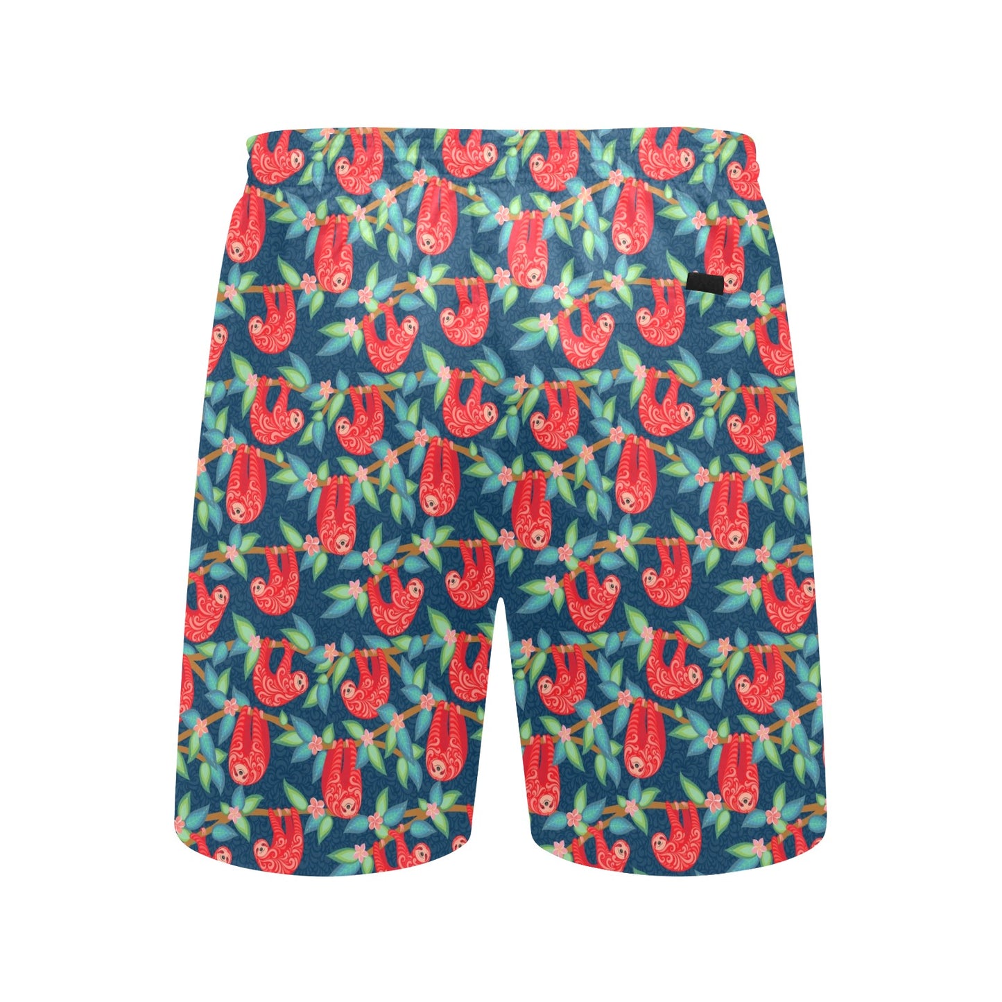 Sloth Red Design Themed Print Men's Swim Trunks Beach Shorts