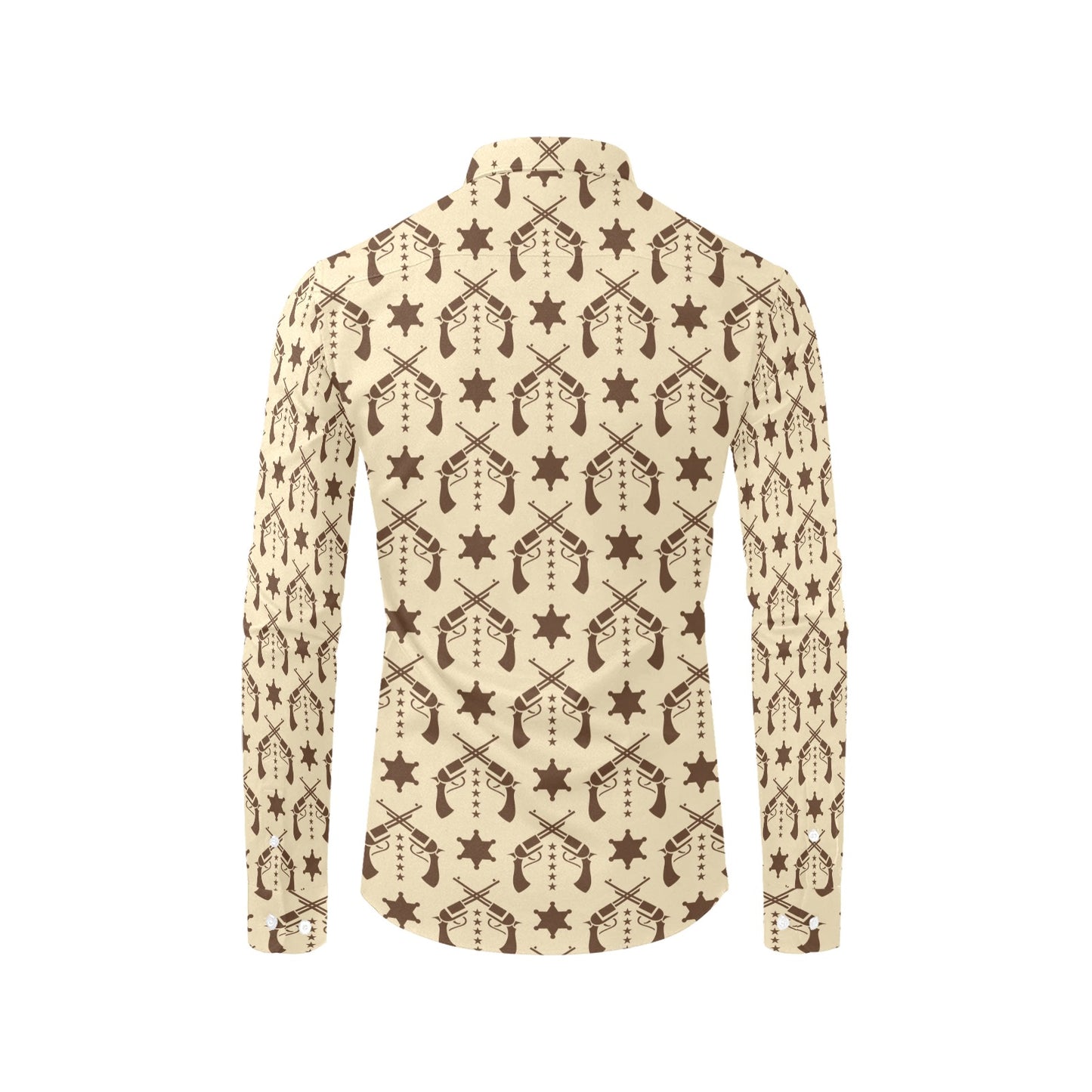 Western Cowboy Print Design LKS302 Men's Long Sleeve Dress Shirt