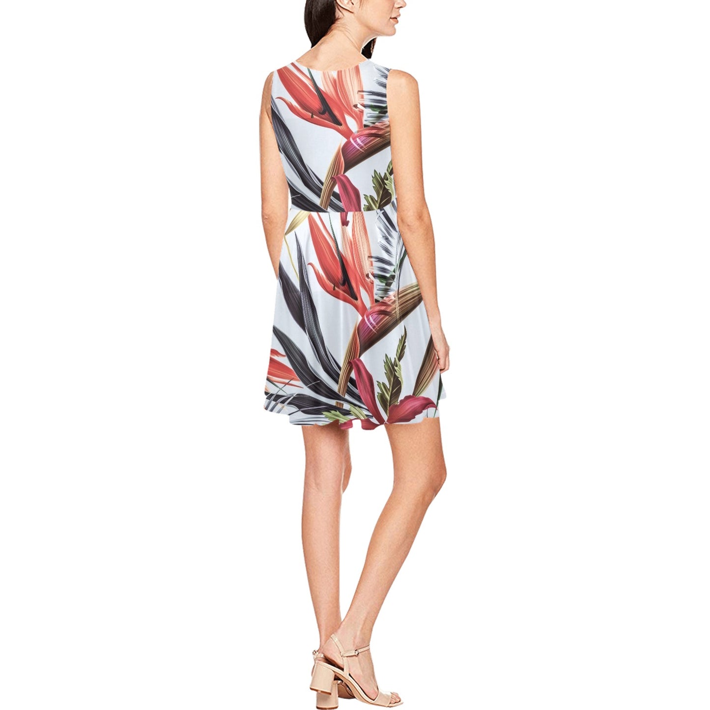 Tropical Flower Pattern Print Design TF021 Sleeveless Dress