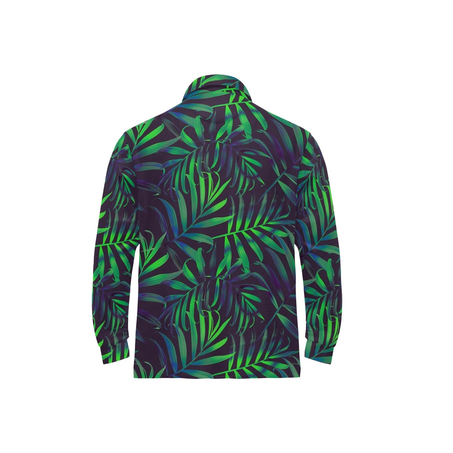 Palm Leaves Pattern Print Design PL01 Long Sleeve Polo Shirt For Men's
