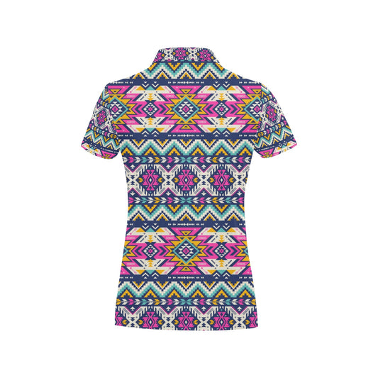 Aztec Pink Geometric Print Pattern Women's Polo Shirt