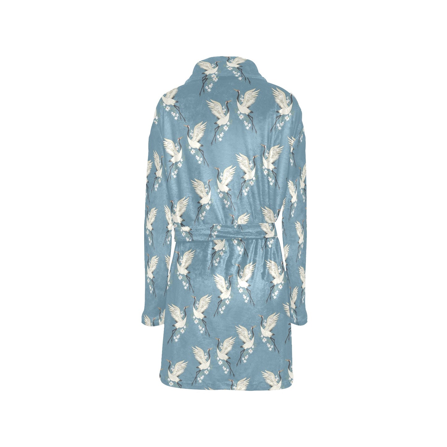 Crane Pattern Print Design 05 Women's Fleece Robe