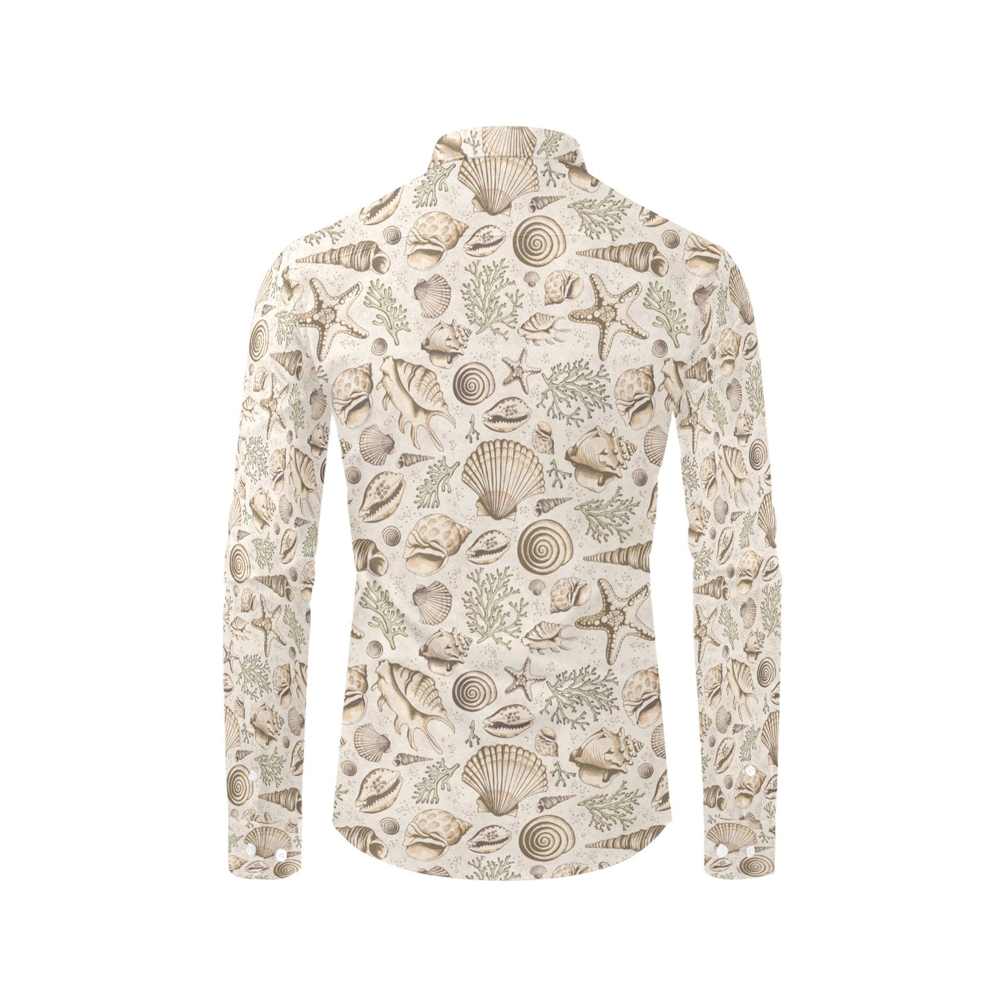 Seashell Print Design LKS304 Men's Long Sleeve Dress Shirt