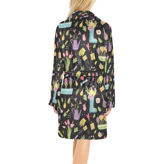 Gardening Pattern Print Design G03 Women's Fleece Robe