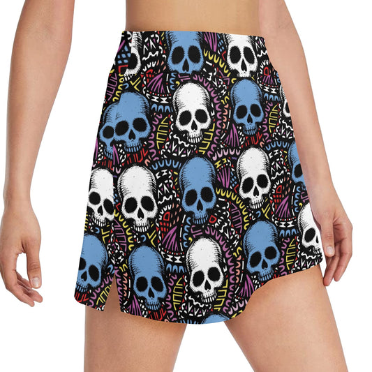 Skull Print Design LKS305 17" Golf & Pickleball Skort with Pockets