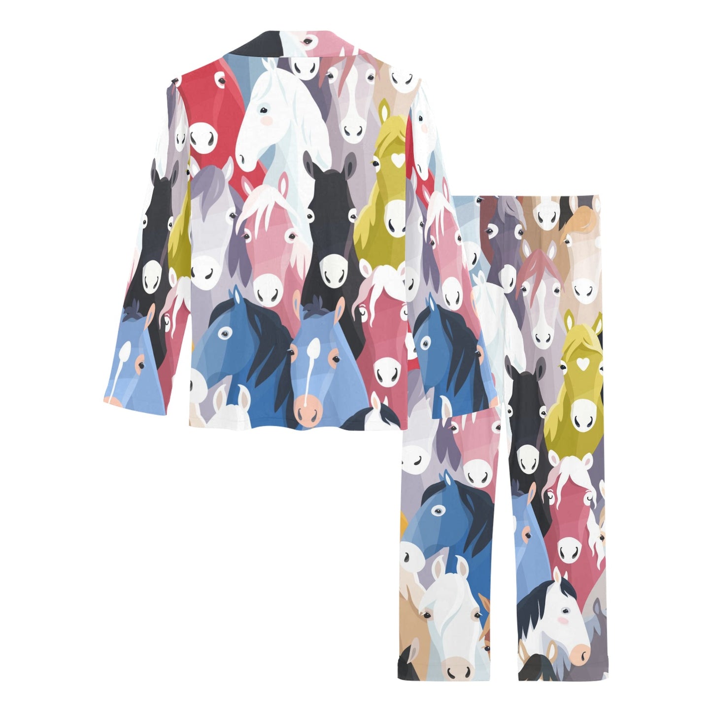Colorful Horse Pattern Women's Long Pajama Set