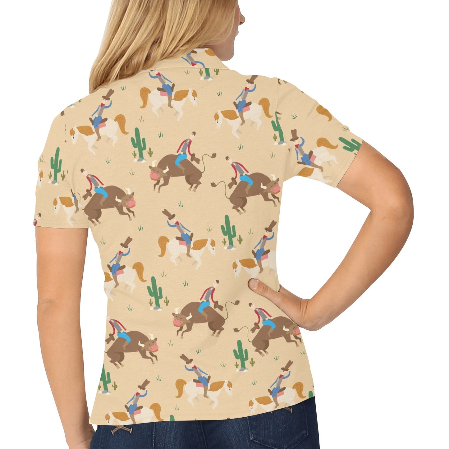 Rodeo Pattern Print Design A02 Women's Polo Shirt