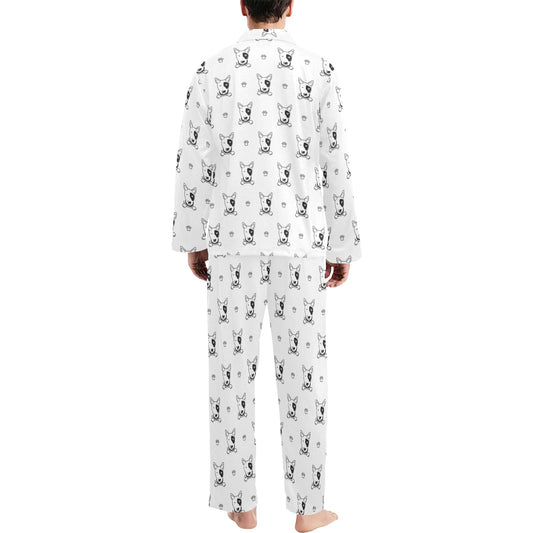 Bull Terriers Pattern Print Design 06 Men's Long Pajama Set