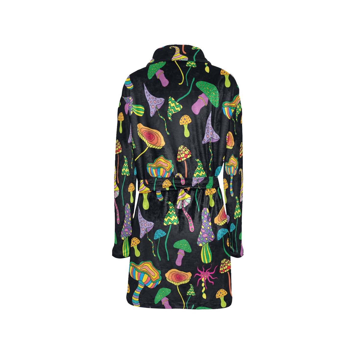 Psychedelic Mushroom Pattern Print Design A02 Women's Fleece Robe