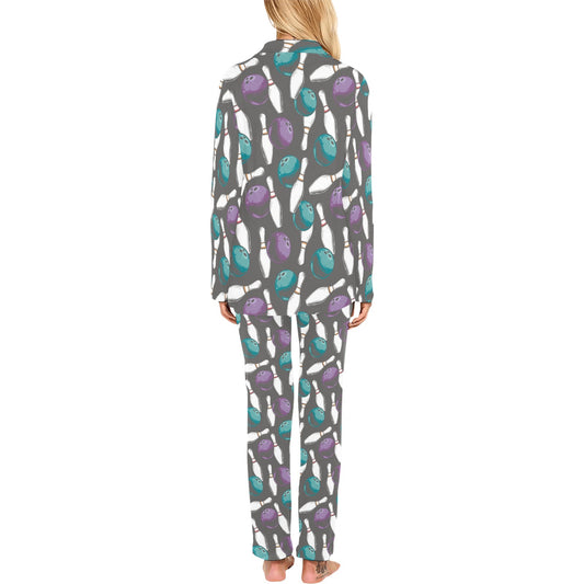 Bowling Pattern Print Design 03 Women's Long Pajama Set