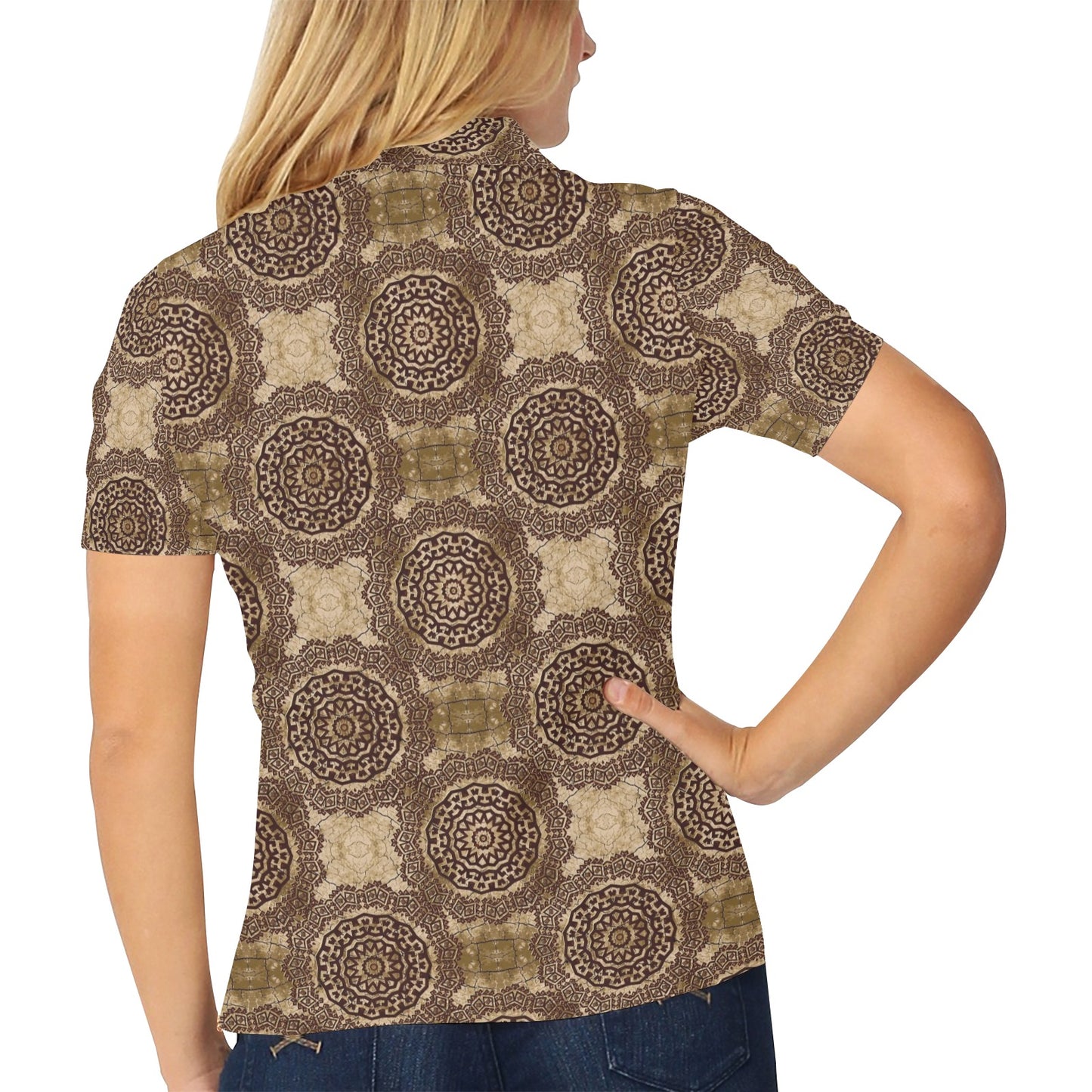 Ancient Greek Symbol Print Design LKS309 Women's Polo Shirt
