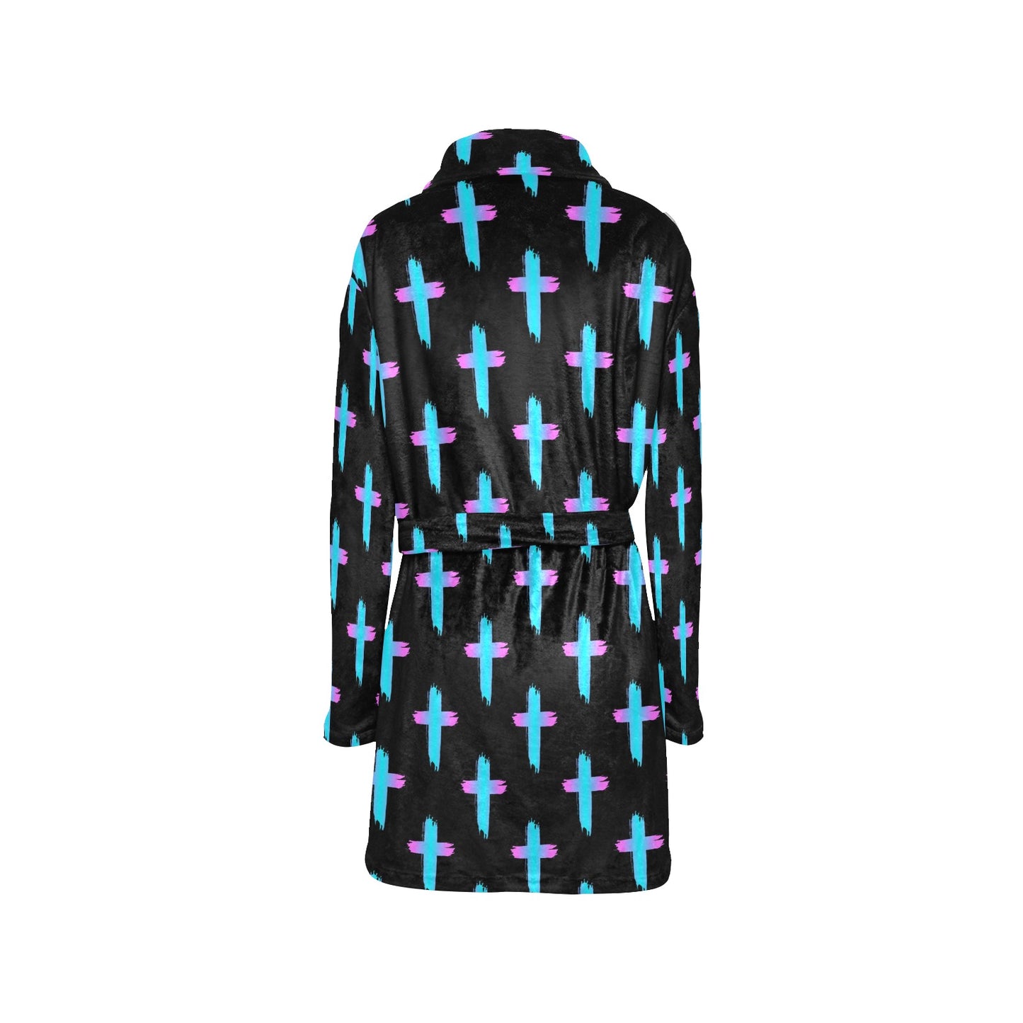 Christian Cross neon Pattern Women's Fleece Robe