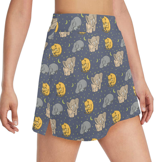 Safari Elephant Lion Print Design LKS303 17" Golf & Pickleball Skort with Pockets