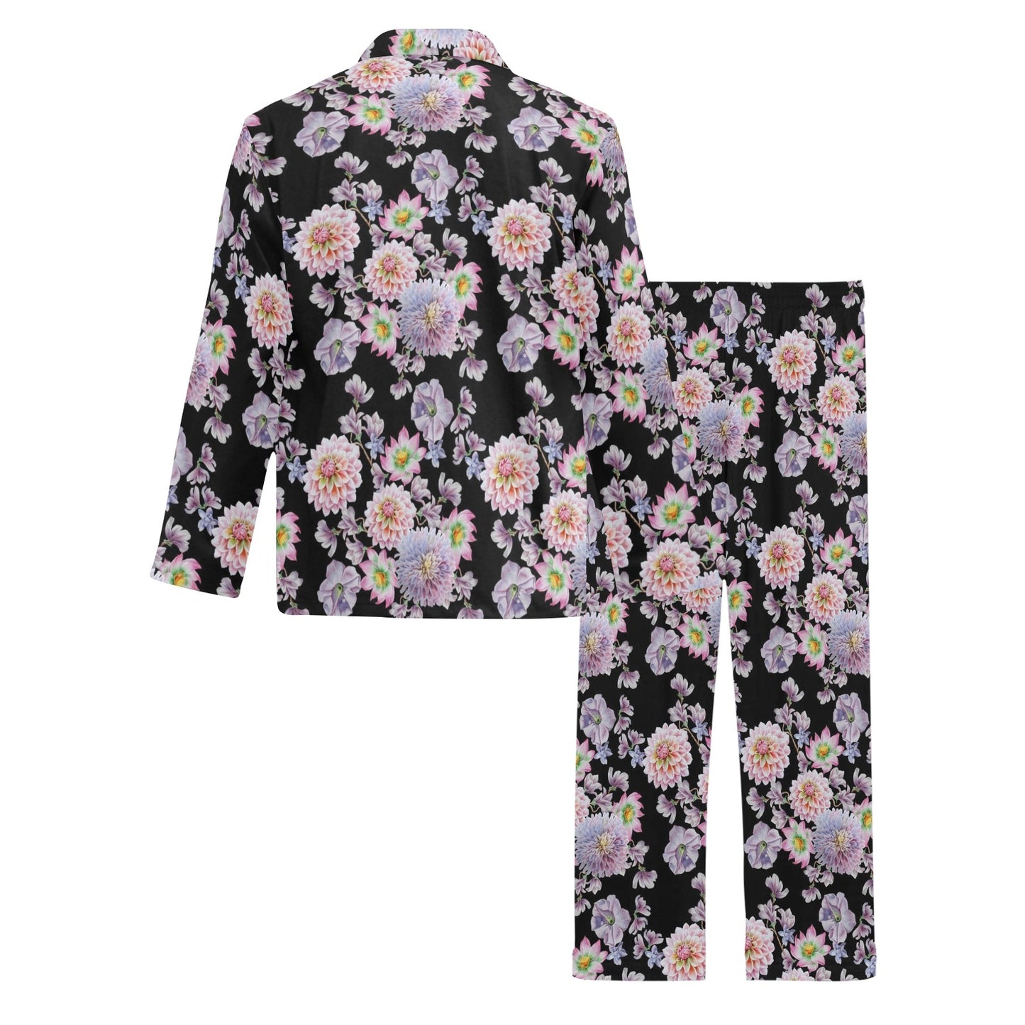 Dahlia Pattern Print Design DH012 Men's Long Pajama Set