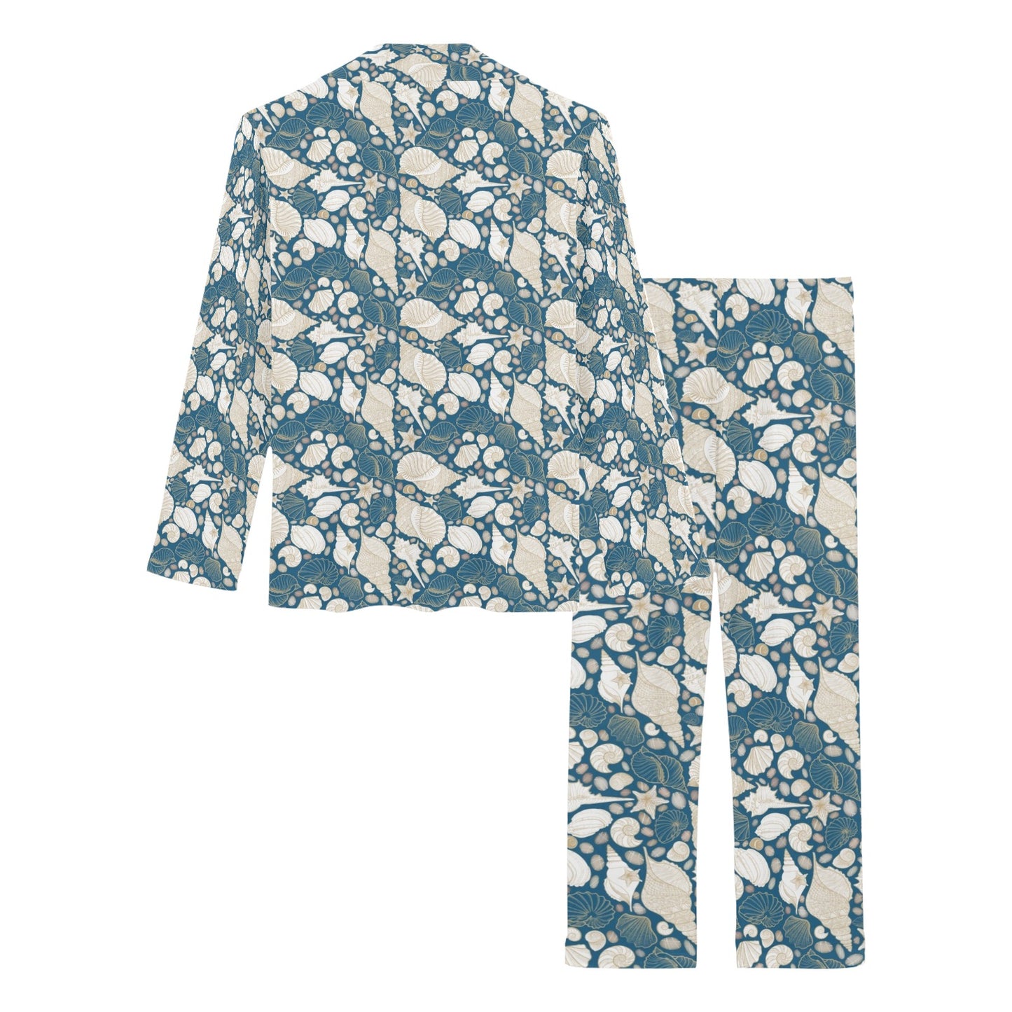 Seashell Print Design LKS308 Women's Long Pajama Set