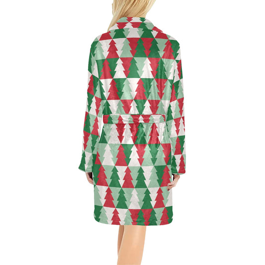 Christmas Tree Pattern Print Design 01 Women's Fleece Robe