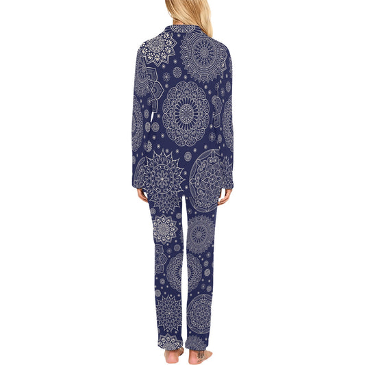 Mandala Pattern Print Design 02 Women's Long Pajama Set